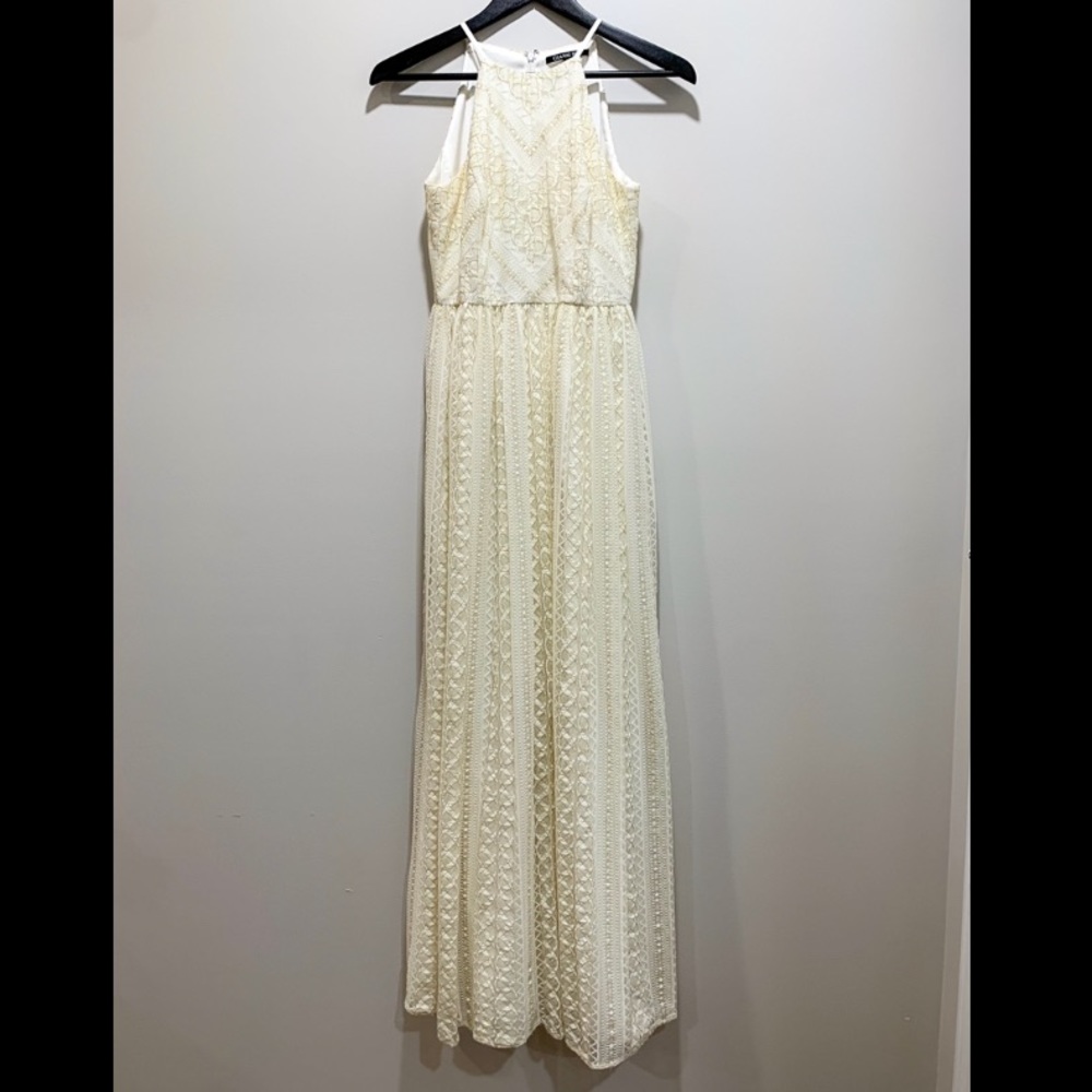 Gianni Bini Gold and White Maxi Dress